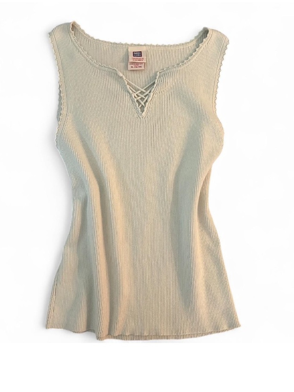 Vintage Y2K Faded Glory Tank Top Cream Cottagecore XL